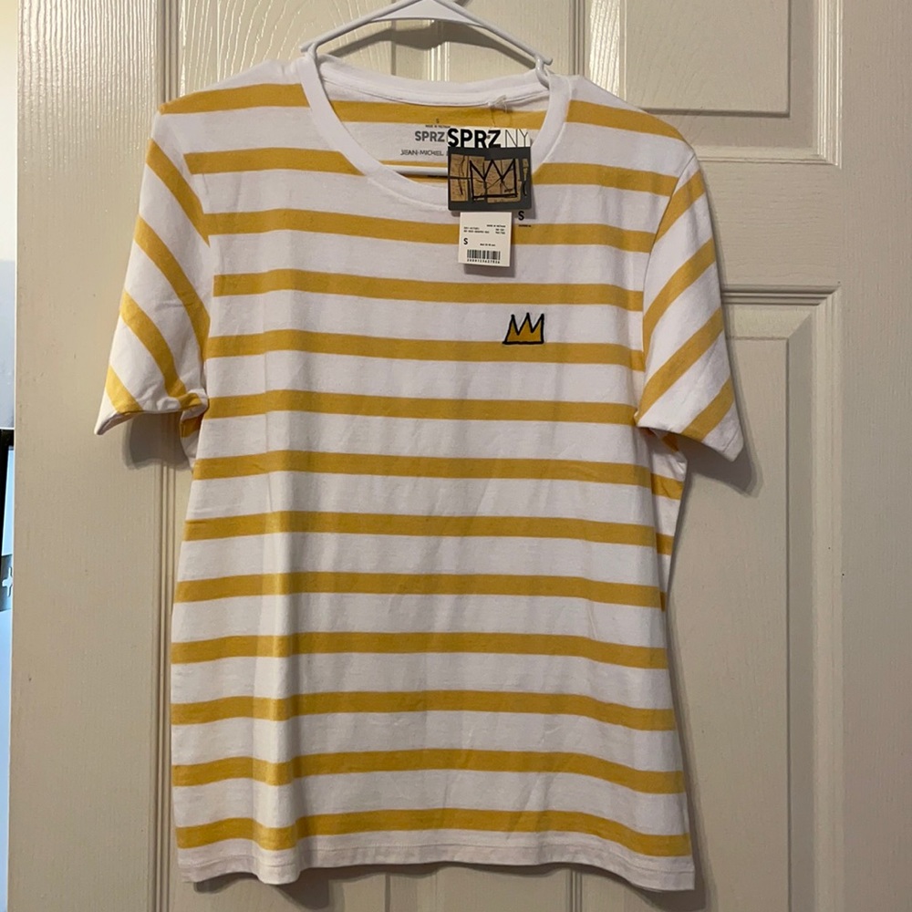 Yellow/ white stripe T-shirt